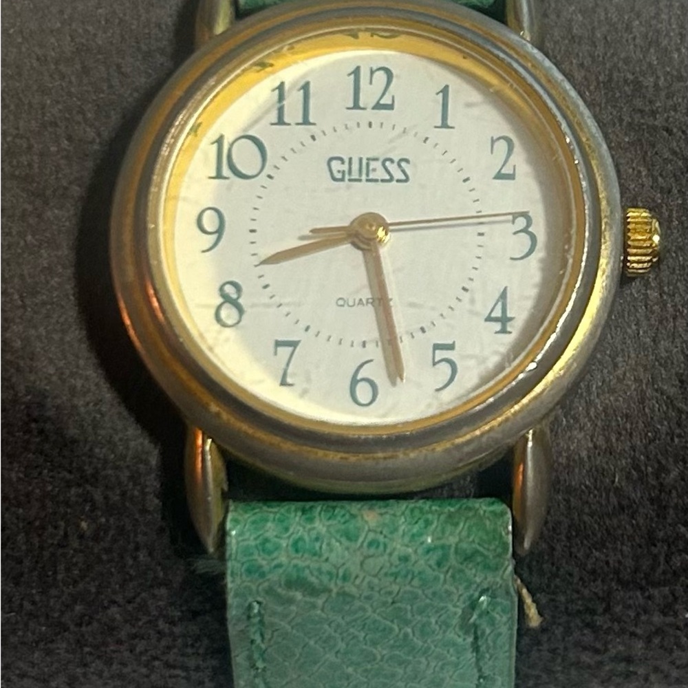 Guess Gold-Tone Watch with Teal Strap